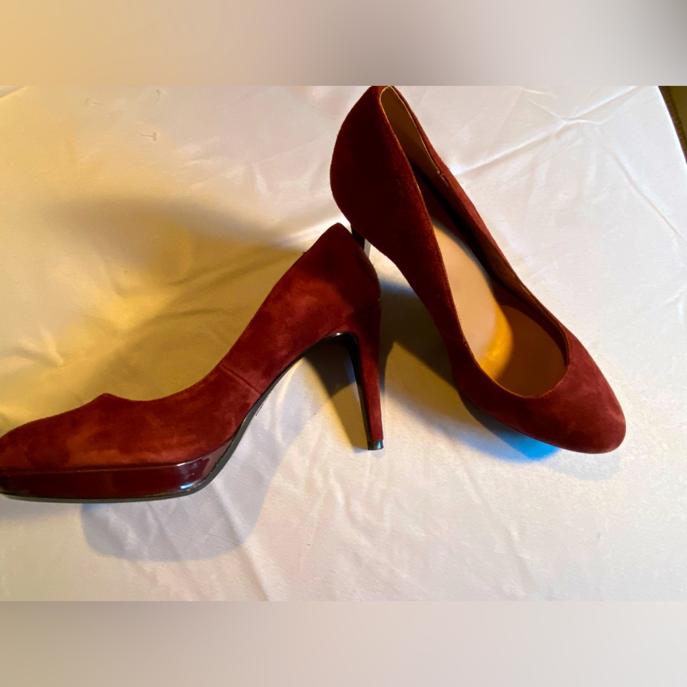 Burgundy Calvin Klein suede platform heels
